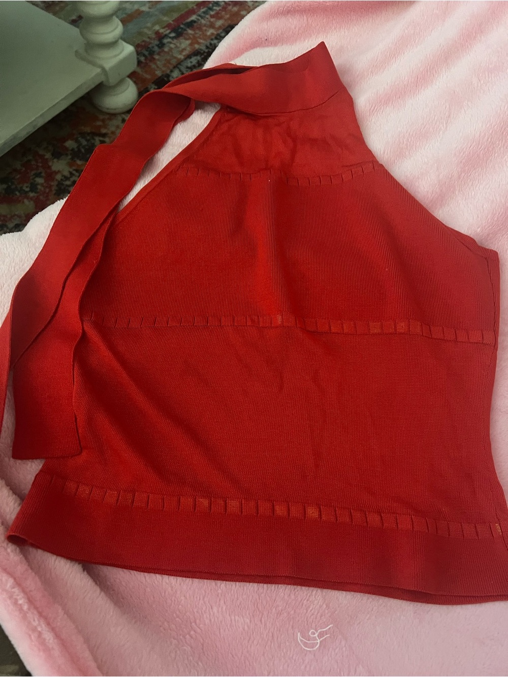Vintage Red Halter Knit Camisole Top